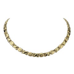 14 Karat Yellow Gold Ladies Hugs and Kisses XO Link Necklace