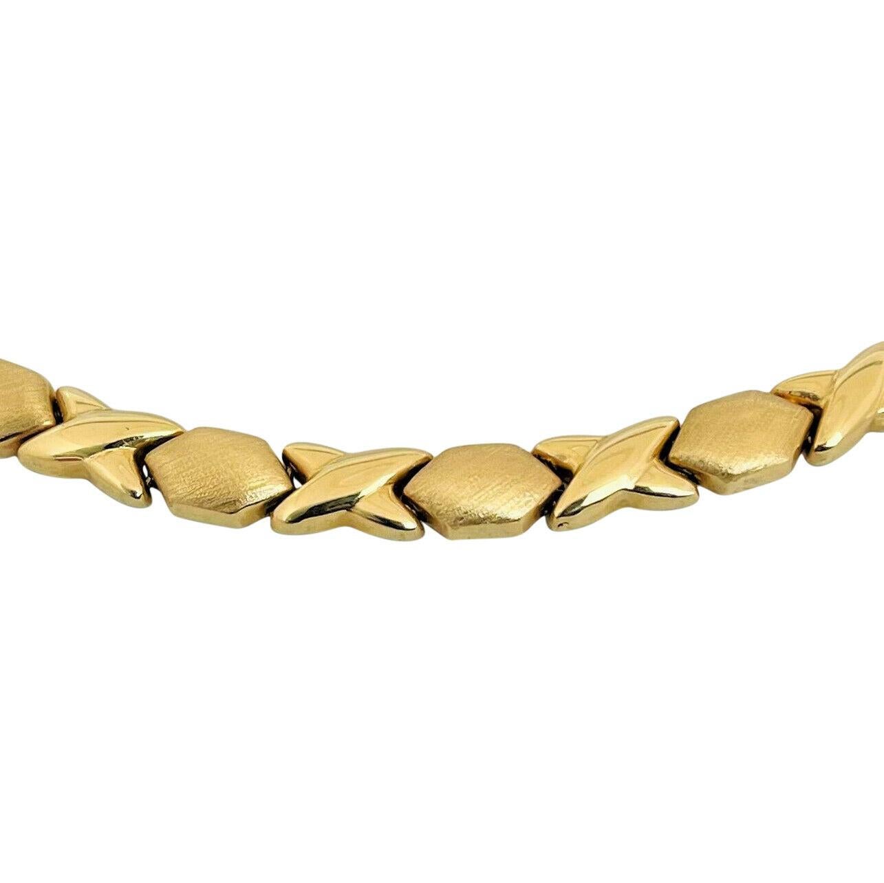 14 Karat Gelbgold Damen Hugs and Kisses XO Gliederhalskette, Italien im Zustand „Gut“ in Guilford, CT