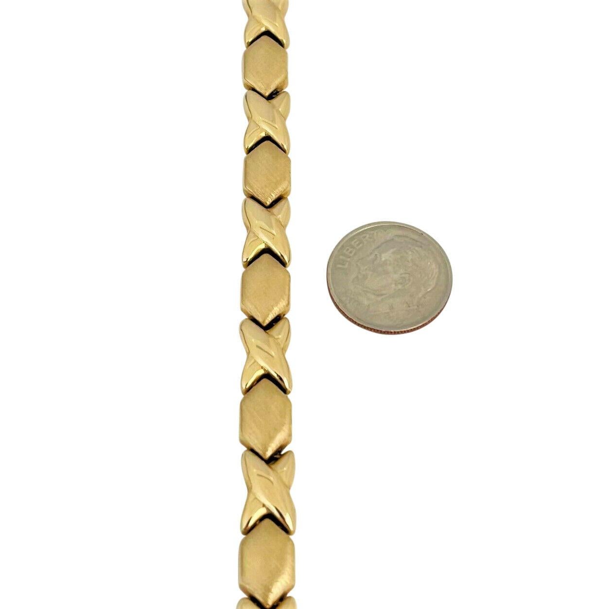 14 Karat Gelbgold Damen Hugs and Kisses XO Gliederhalskette, Italien 1
