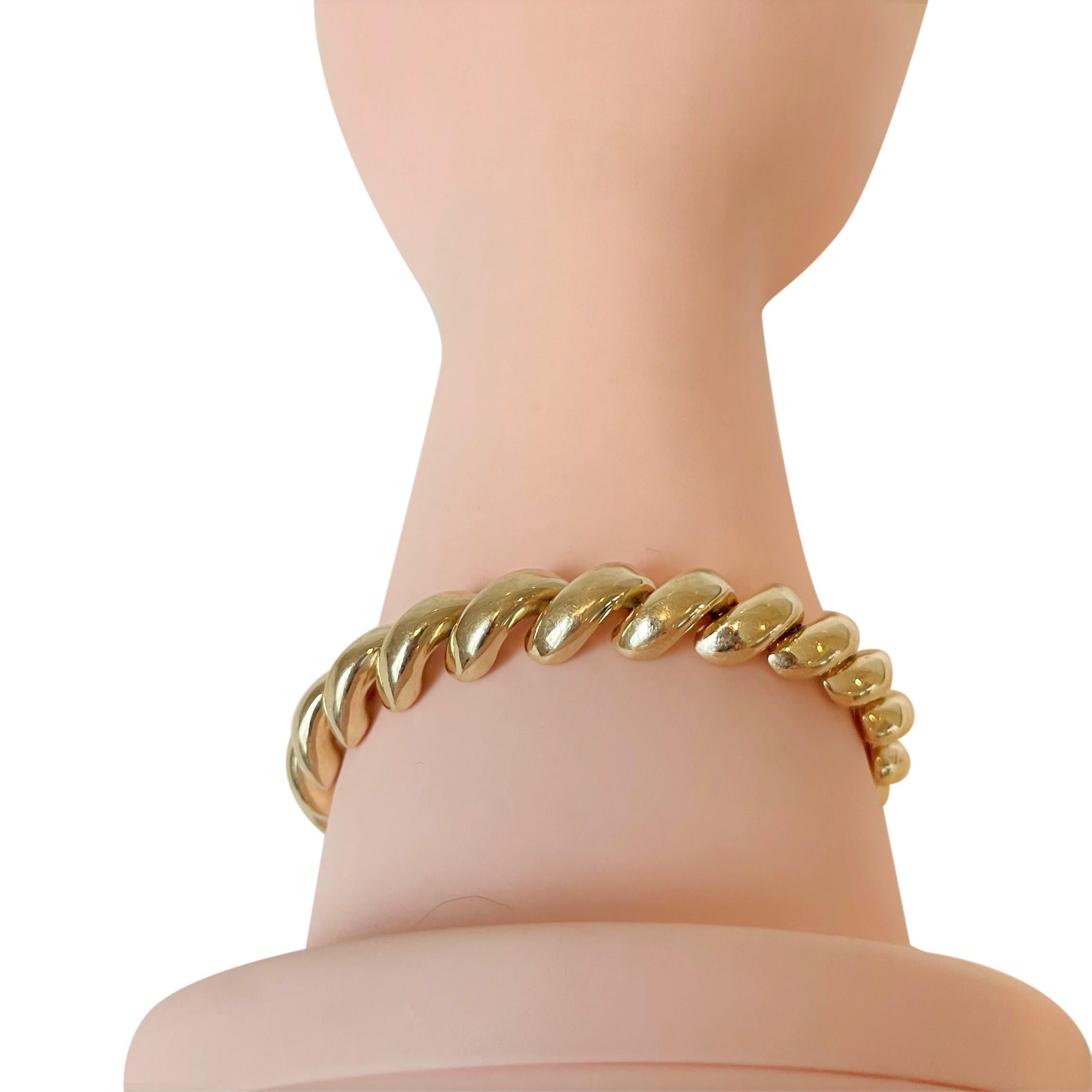 14 Karat Yellow Gold Ladies Macaroni San Marco Link Bracelet 1