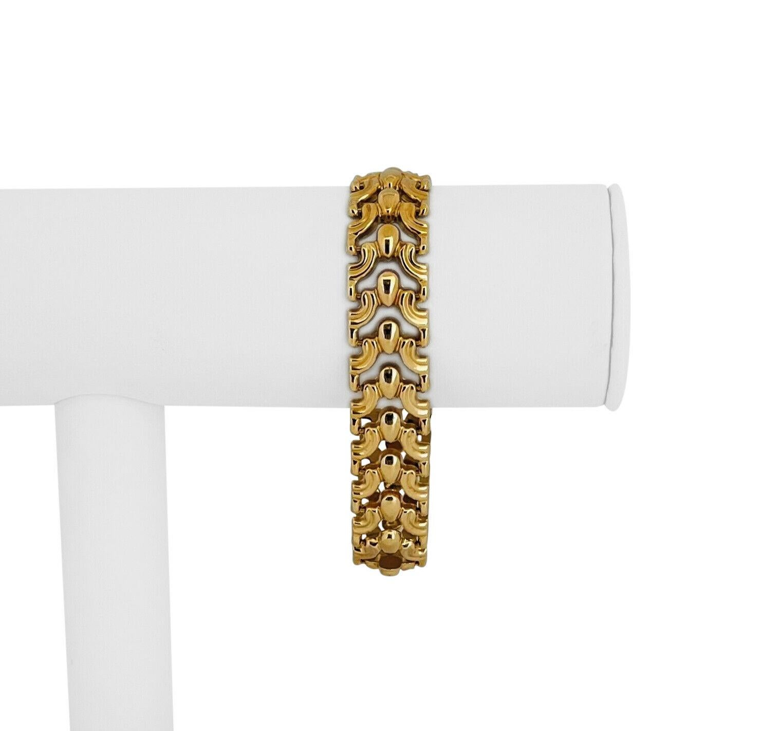 14k Yellow Gold 13.8g Ladies Milor 14mm Fancy Link Bracelet Italy 7.25