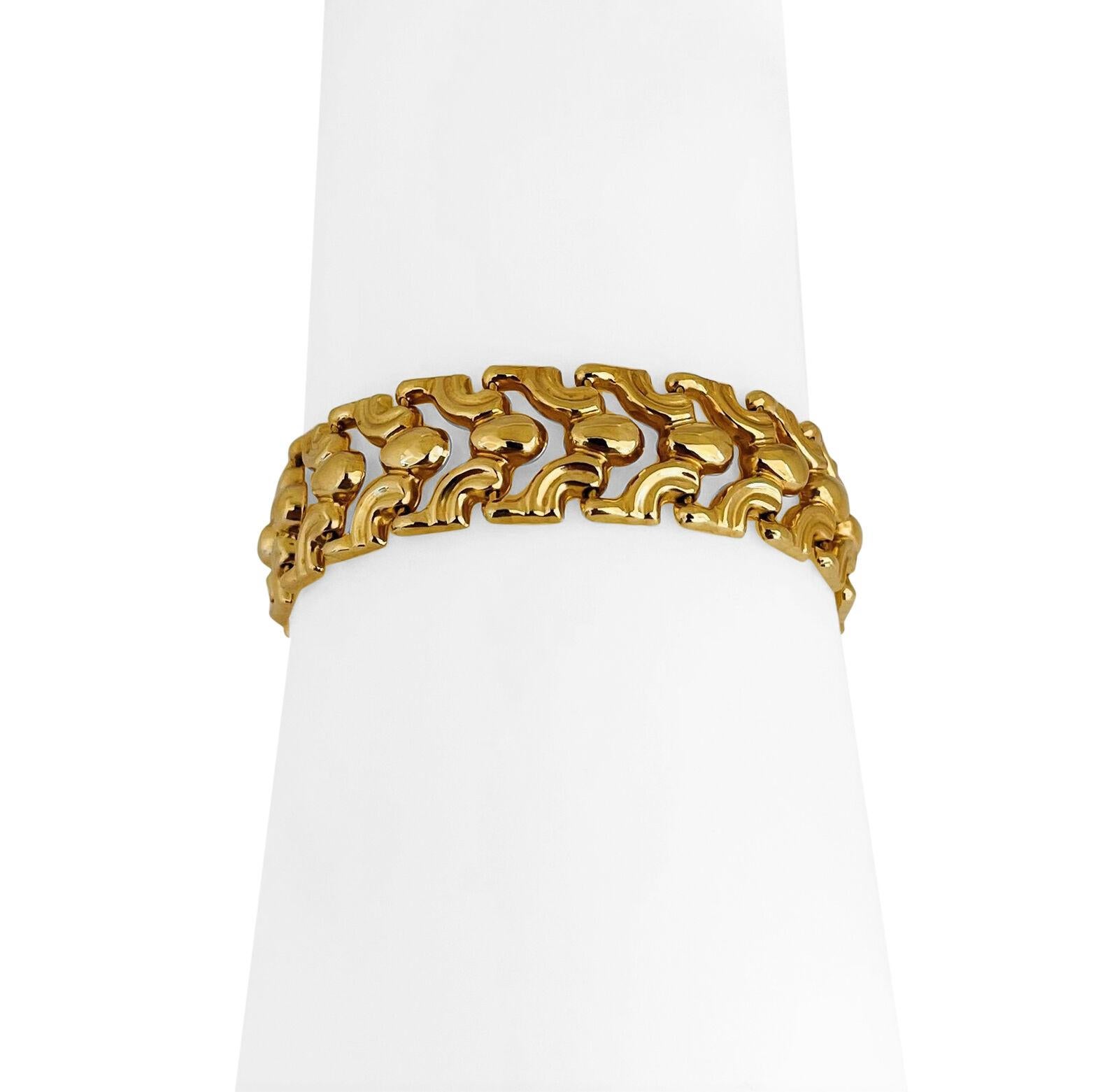 14 Karat Yellow Gold Ladies Milor Fancy Link Bracelet, Italy In Good Condition In Guilford, CT