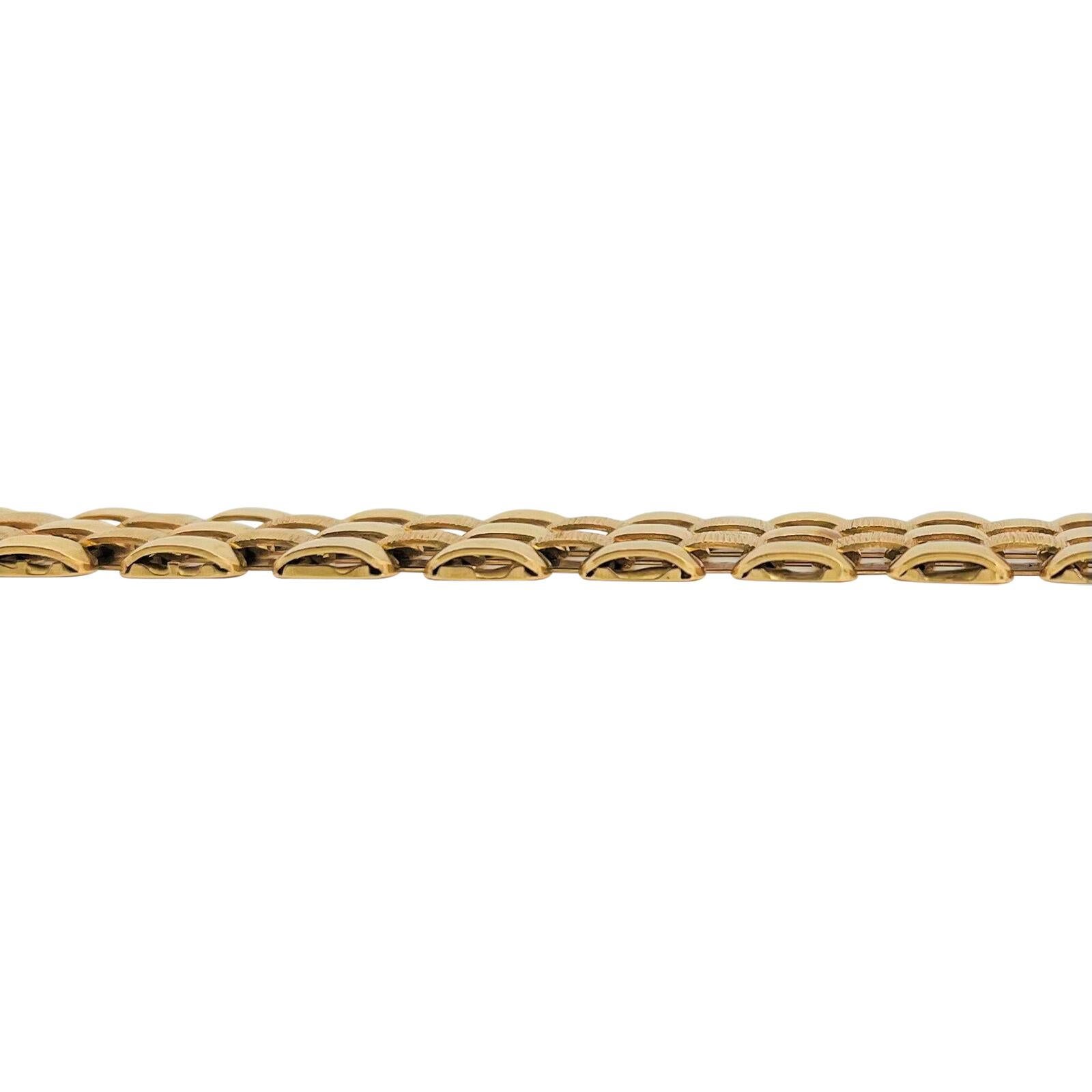 14 Karat Gelbgold Damen-Messer-Gliederarmband aus Fancy Panther, Italien im Zustand „Gut“ in Guilford, CT