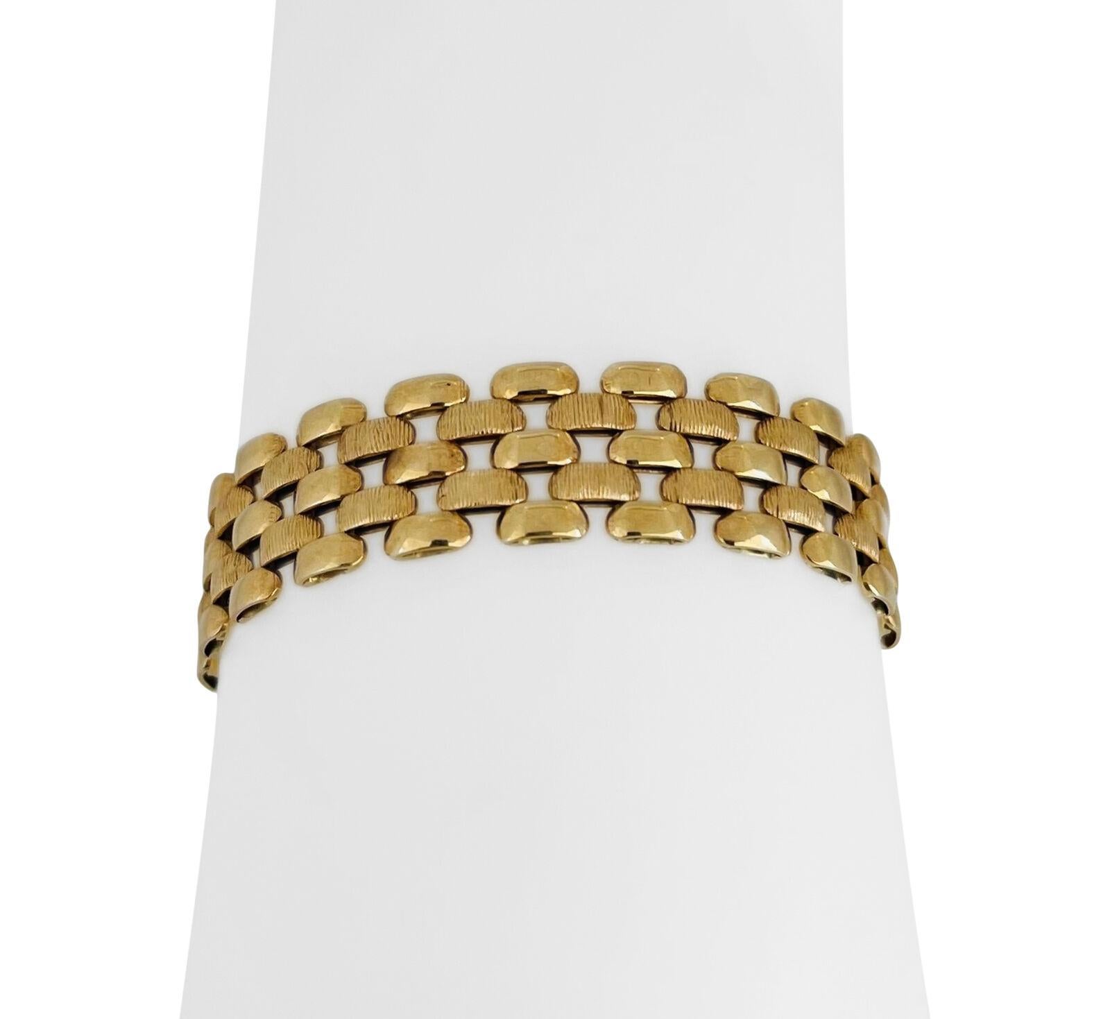 14 Karat Gelbgold Damen-Messer-Gliederarmband aus Fancy Panther, Italien 4