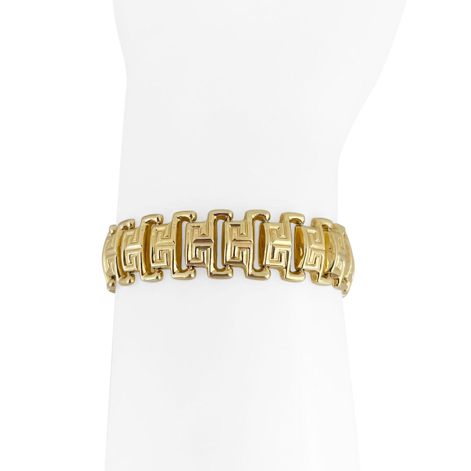 Women's 14 Karat Yellow Gold Ladies Milor Greek Key Link Bracelet, Italy