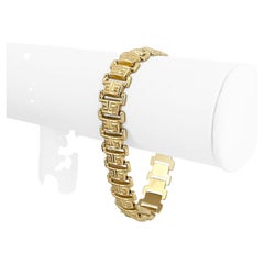 14 Karat Yellow Gold Ladies Milor Greek Key Link Bracelet, Italy