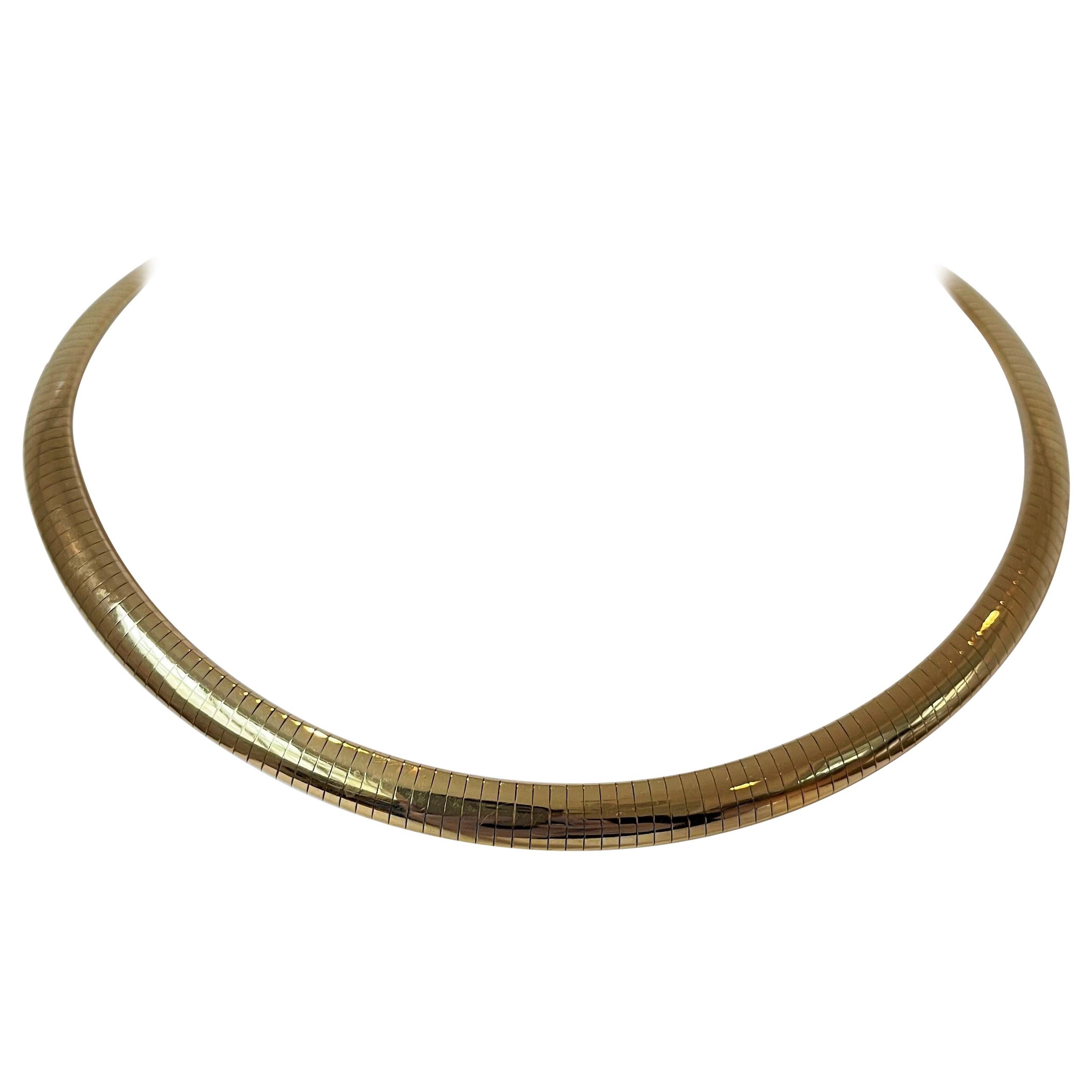 14 Karat Yellow Gold Ladies Omega Link Collar Necklace