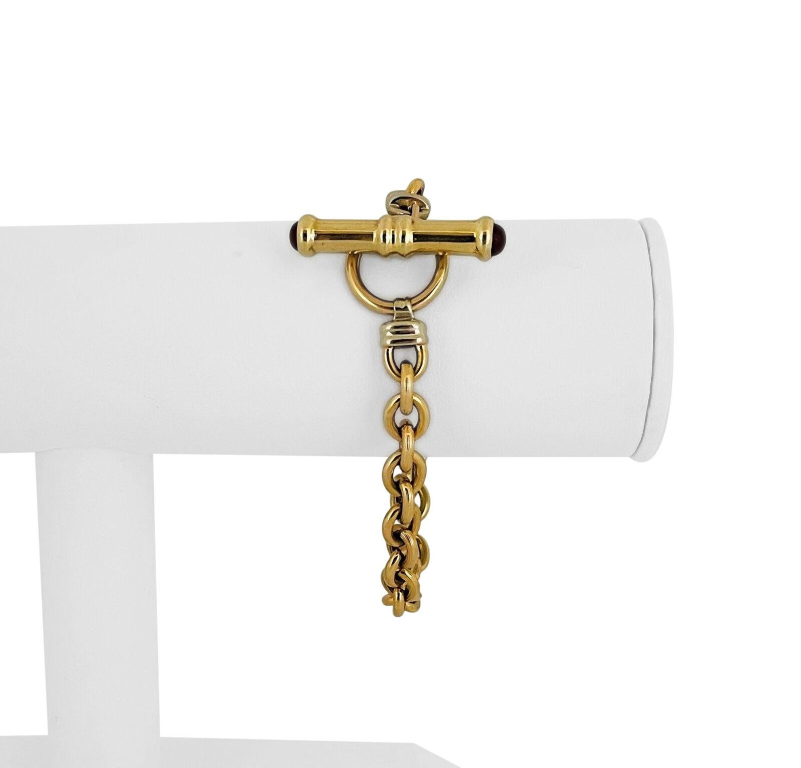 Or jaune 14k 17.6g Ladies 7.5mm Oval Cable Link Toggle Bar Bracelet 7.5