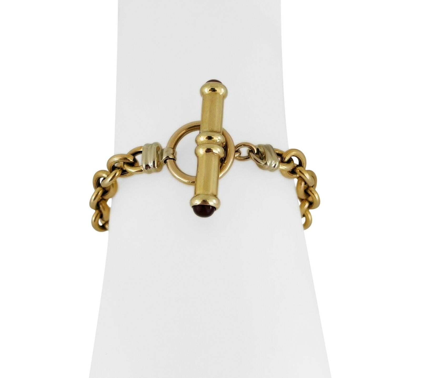 Bracelet en or jaune 14 carats pour femme, à maillons câblés ovales et à barrettes. 2