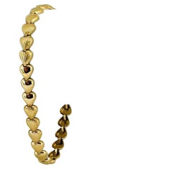 14 Karat Yellow Gold Ladies Polished and Satin Finish Heart Link Bracelet