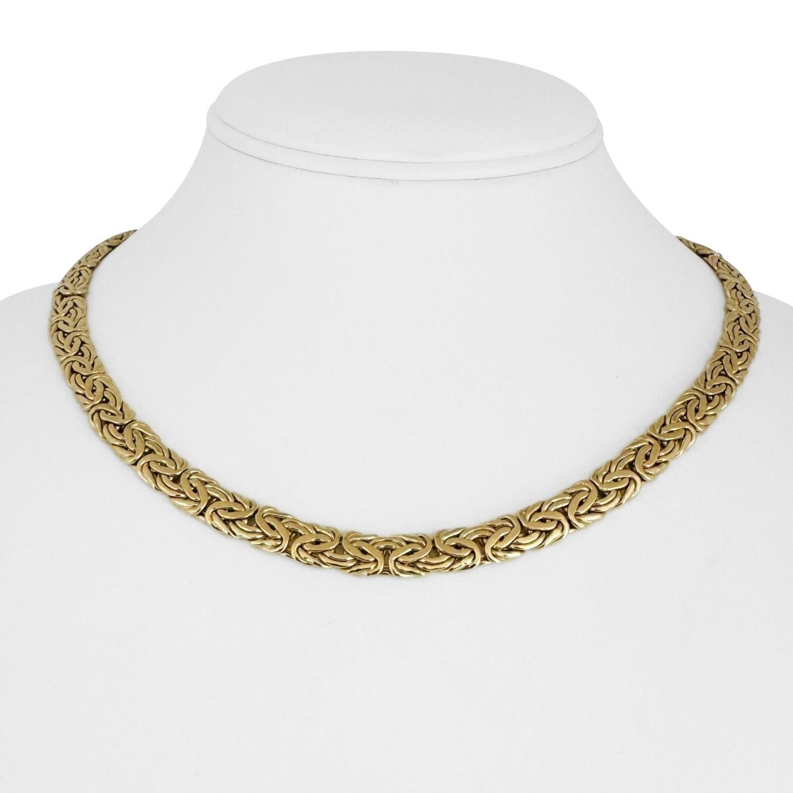 14 Karat Gelbgold Damen polierte byzantinische Gliederhalskette Turkey 6