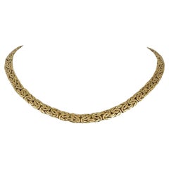 14 Karat Yellow Gold Ladies Polished Byzantine Link Necklace Turkey 
