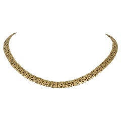 14 Karat Gelbgold Damen polierte byzantinische Gliederhalskette Turkey