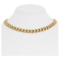 14 Karat Yellow Gold Ladies Polished Fancy Link Collar Necklace Italy