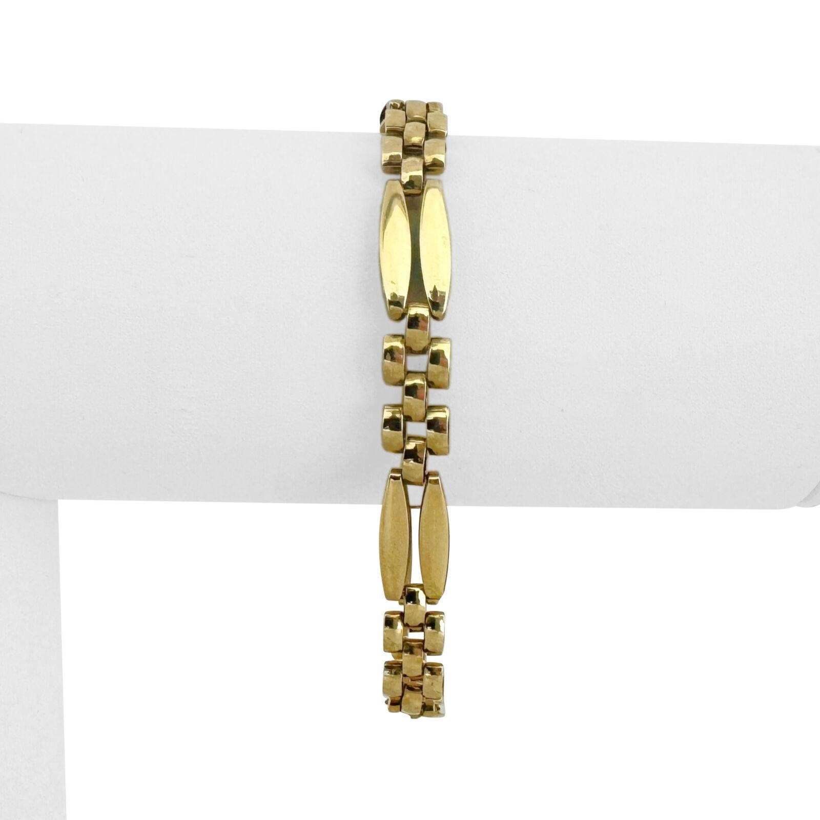 14k Gelbgold 11g Damen poliert 7,5mm Fancy Panther Link Armband Italien 7