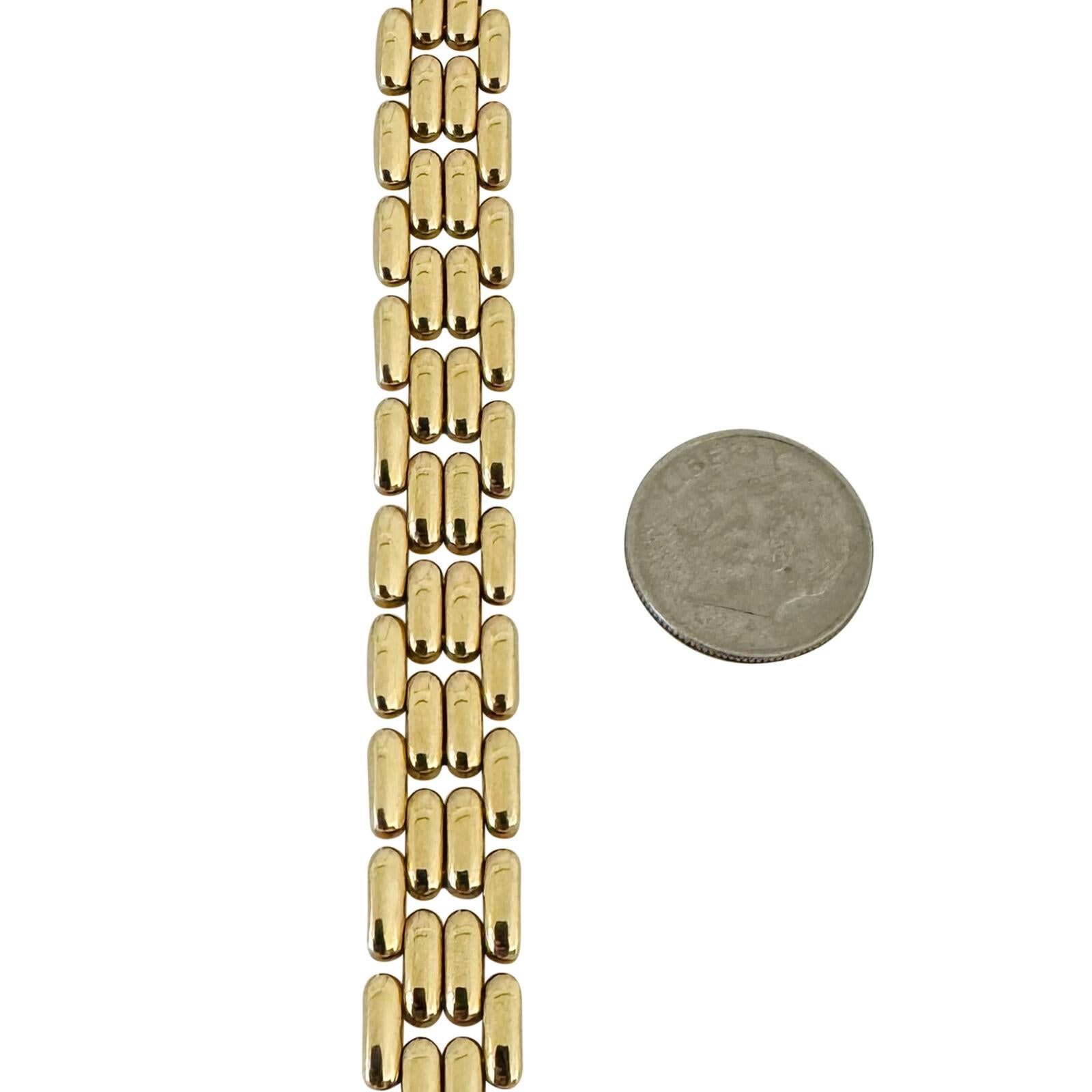 14 Karat Gelbgold Damen poliertes, ausgefallenes Panther-Gliederarmband Italien 1