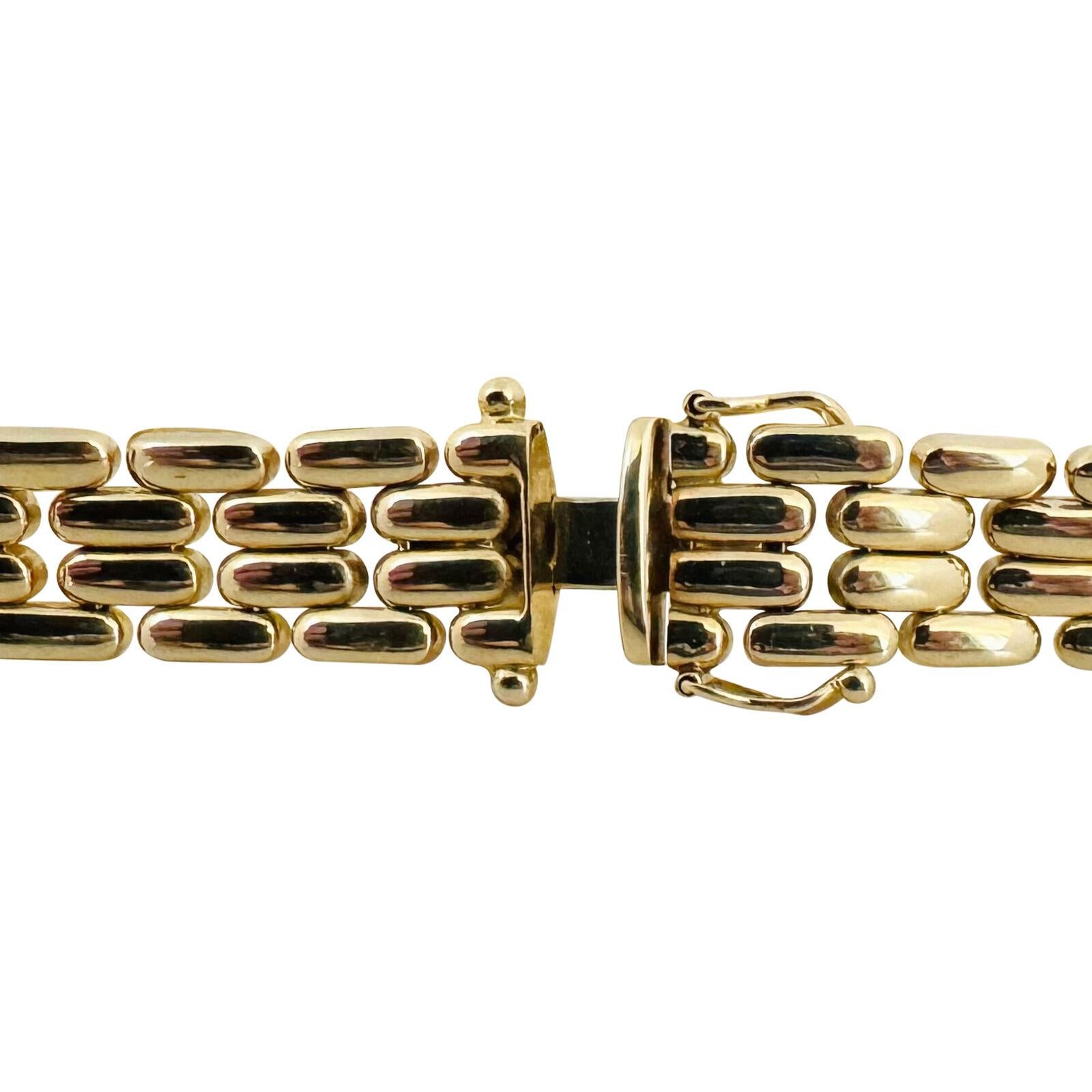 14 Karat Gelbgold Damen poliertes, ausgefallenes Panther-Gliederarmband Italien 2