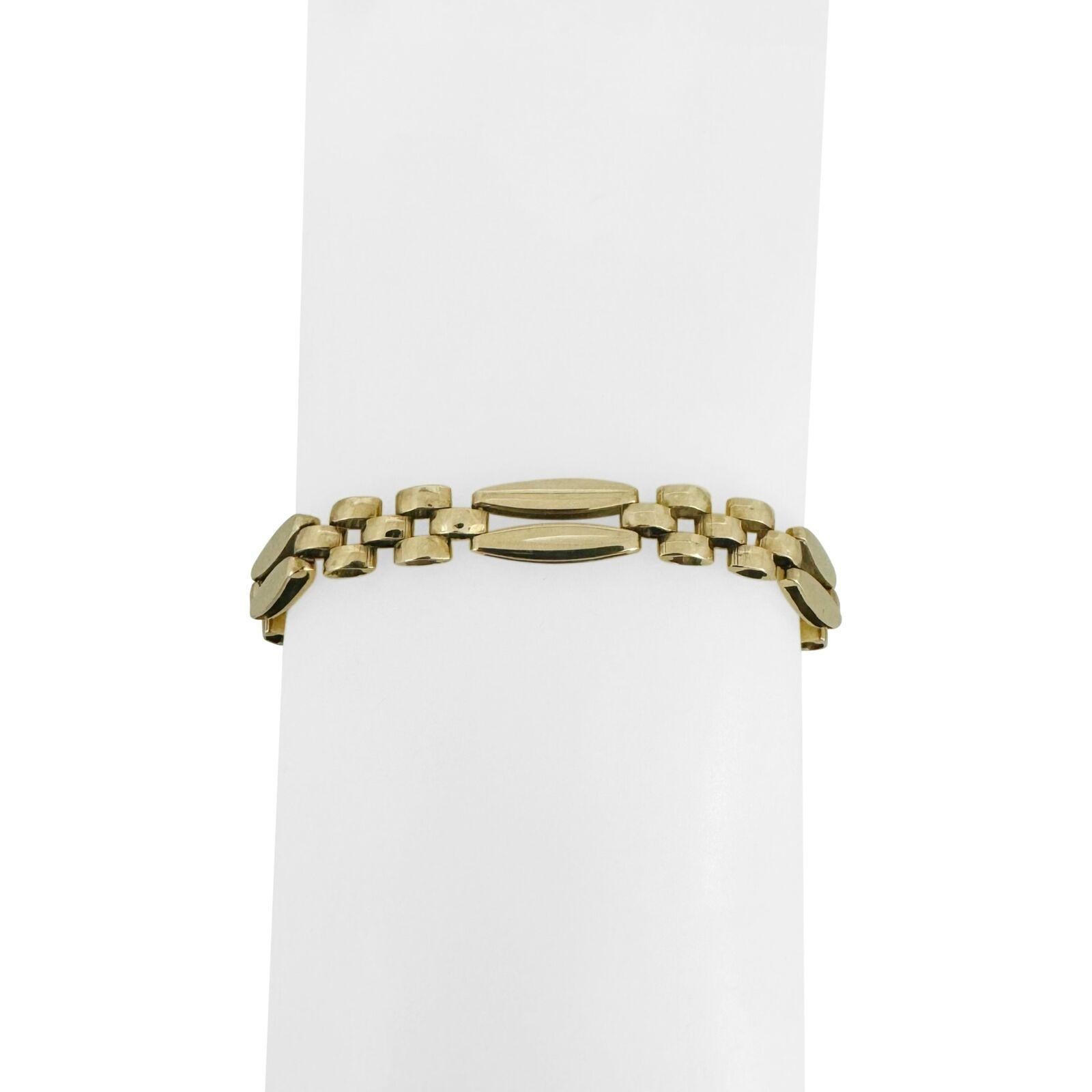14 Karat Gelbgold Damen poliertes, ausgefallenes Panther-Gliederarmband Italien 5