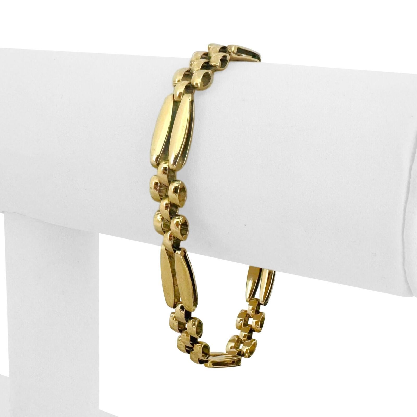 14 Karat Gelbgold Damen poliertes, ausgefallenes Panther-Gliederarmband Italien 6