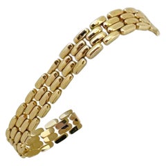 14 Karat Gelbgold Damen poliertes, ausgefallenes Panther-Gliederarmband Italien