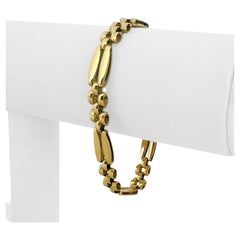 14 Karat Gelbgold Damen poliertes, ausgefallenes Panther-Gliederarmband Italien