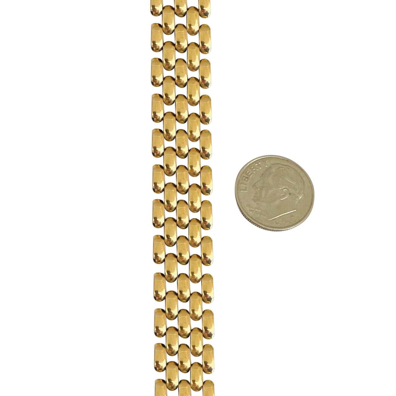 14 Karat Gelbgold Damen poliertes Panther-Gliederarmband Italien 1