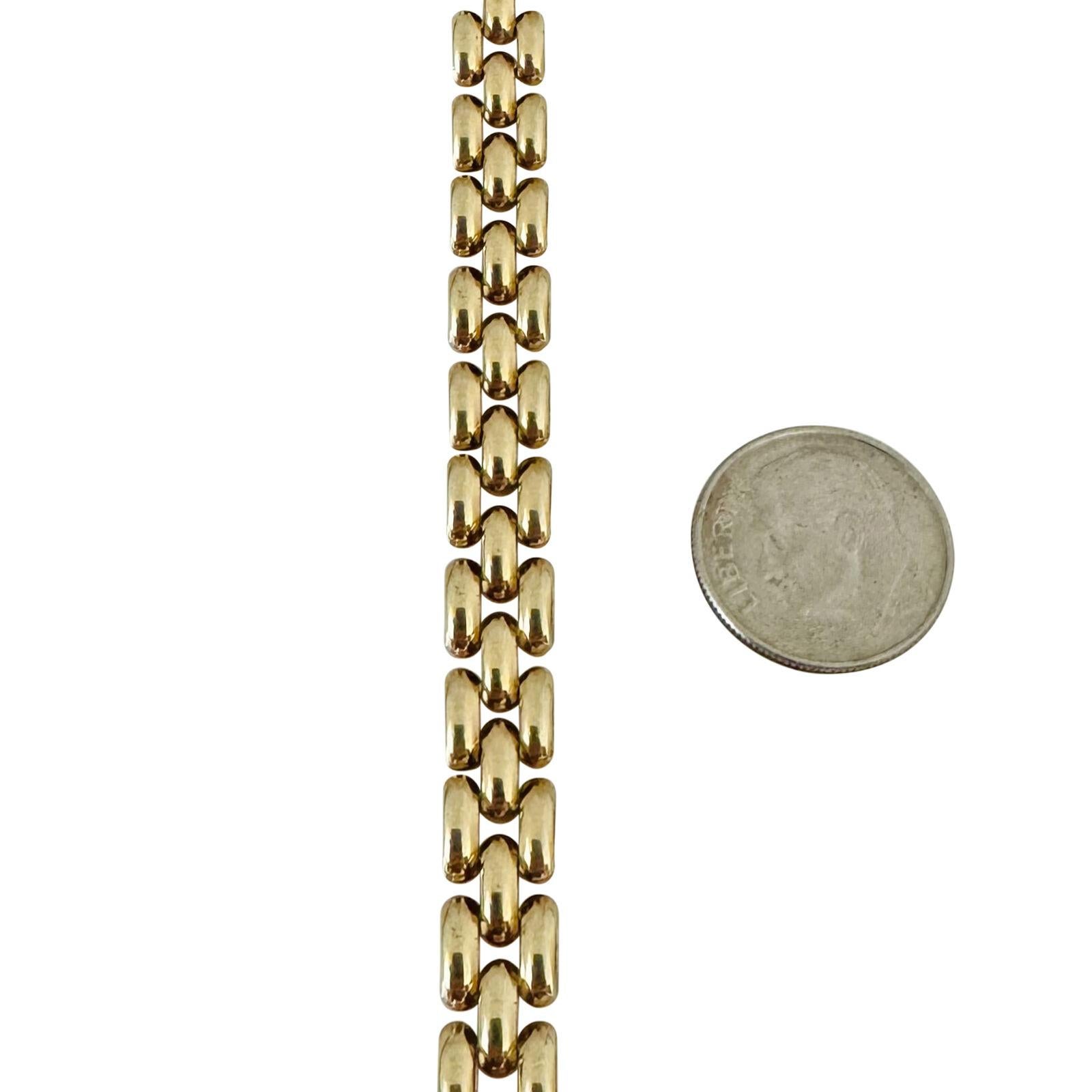 14 Karat Gelbgold Damen-Gliederarmband aus poliertem Panther Italien 1
