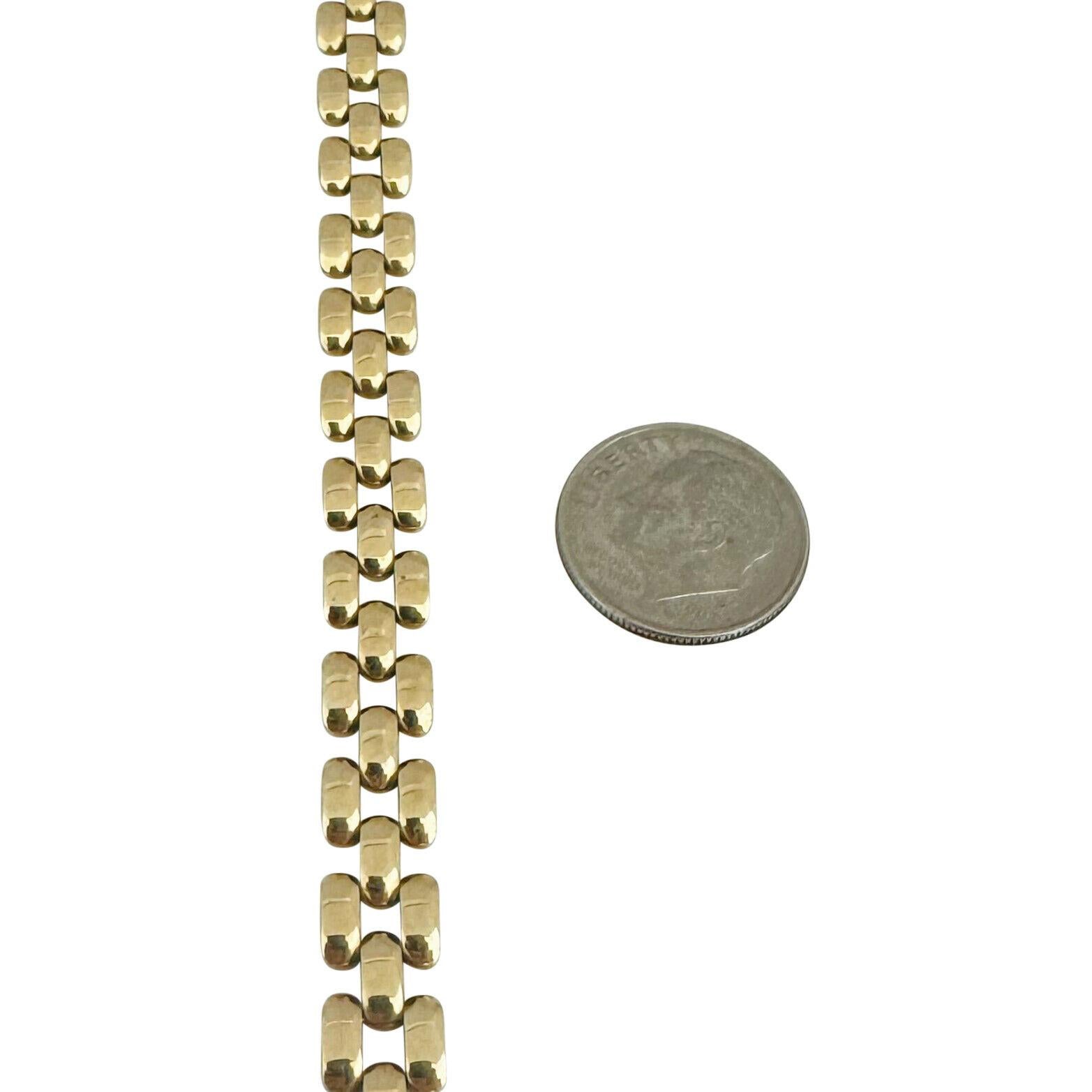 14 Karat Gelbgold Damen-Gliederarmband aus poliertem Panther Italien 1