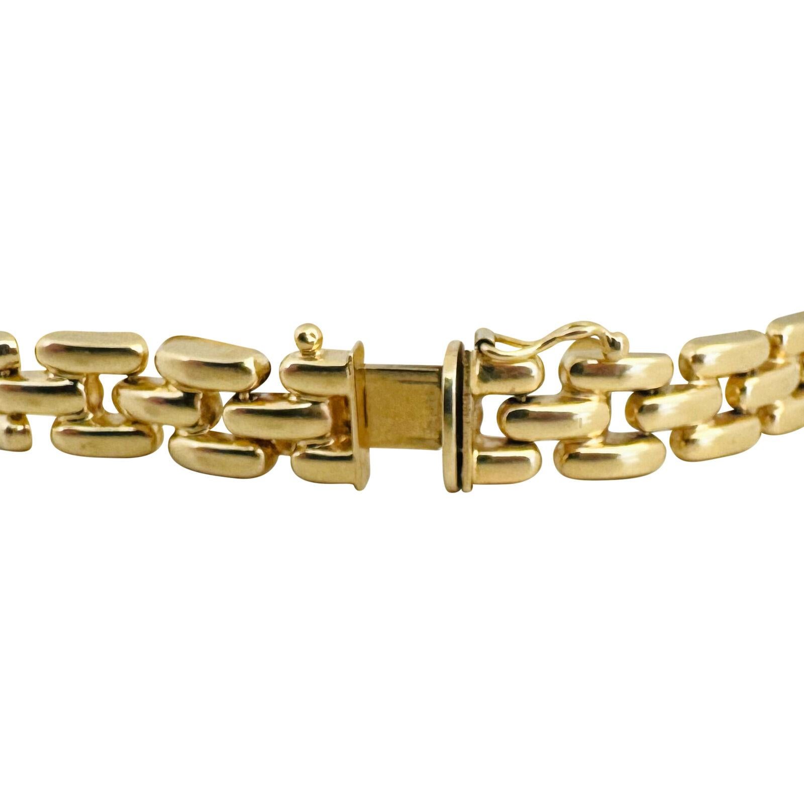 14 Karat Yellow Gold Ladies Polished Panther Link Bracelet Italy  For Sale 1
