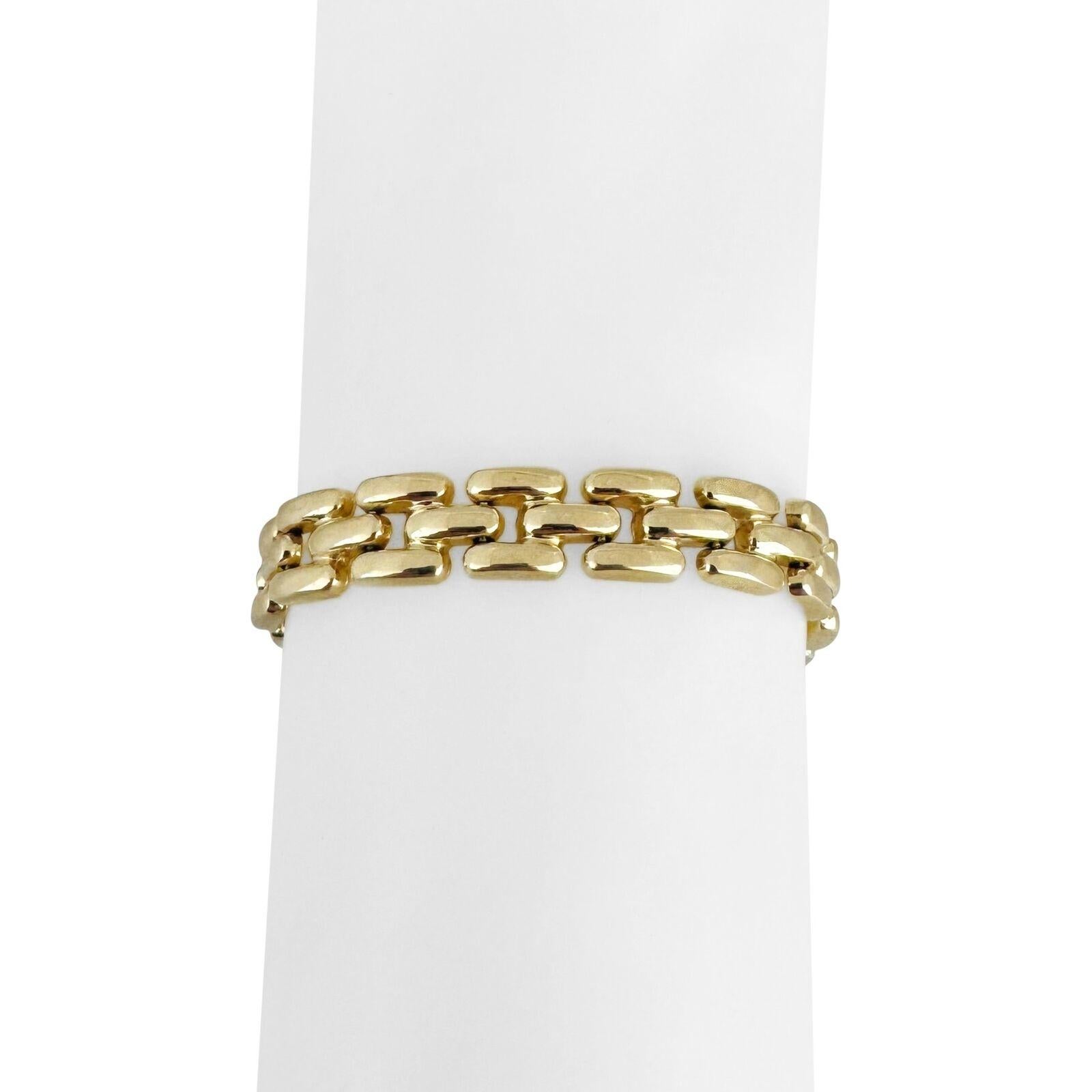 14 Karat Yellow Gold Ladies Polished Panther Link Bracelet Italy  For Sale 3