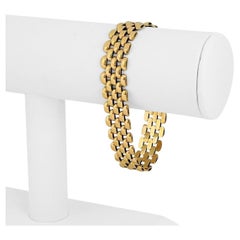 14 Karat Gelbgold Damen poliertes Panther-Gliederarmband Italien