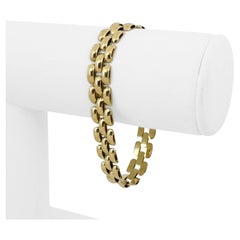 Bracelet à maillons en or jaune 14 carats en forme de panthère polie pour femmes, Italie 