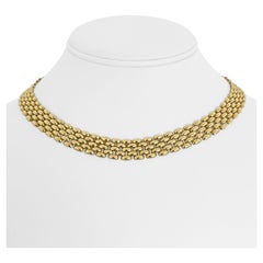 14 Karat Gelbgold Damen-Gliederhalskette aus poliertem Panther Italien