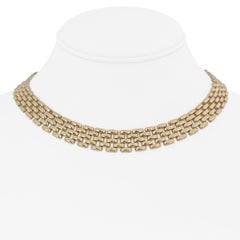 14 Karat Gelbgold Damen-Gliederhalskette aus poliertem Panther Italien