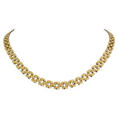 Collier à maillons en or jaune 14 carats en forme de panthère polie pour femmes, Italie