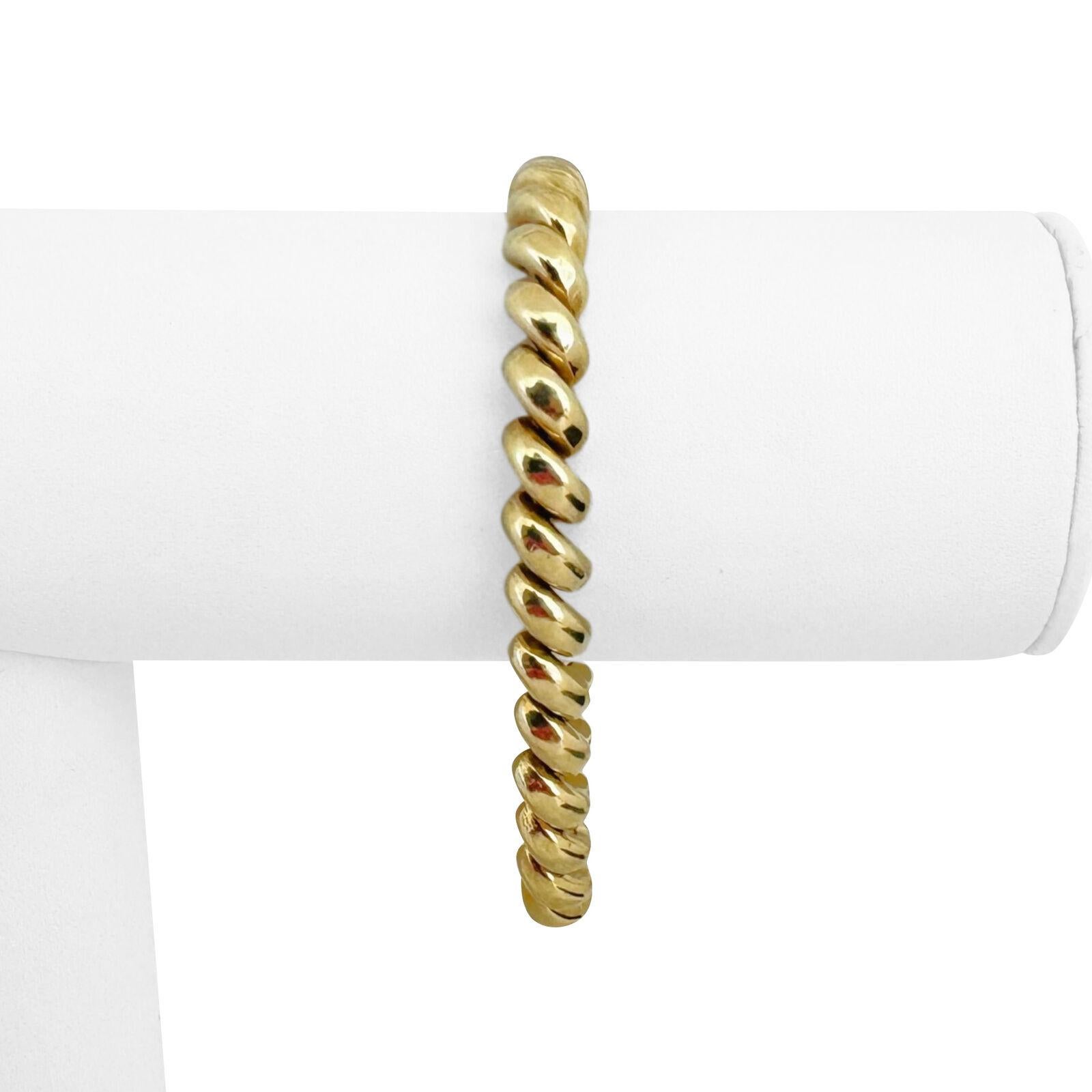 14k Yellow Gold 15.8g Ladies Polished 7mm San Marco Link Bracelet Italy 7