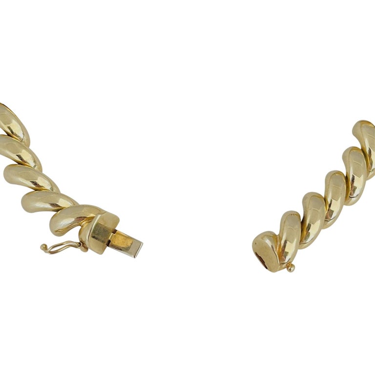 14 Karat Yellow Gold Ladies Polished San MarCo Link Bracelet, Italy For