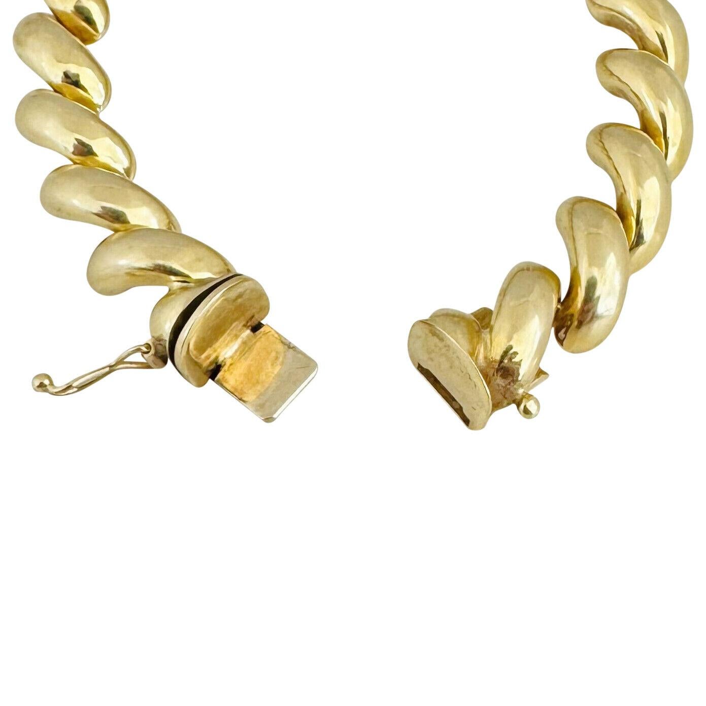 14 Karat Yellow Gold Ladies Polished San Marco Link Bracelet Italy  1