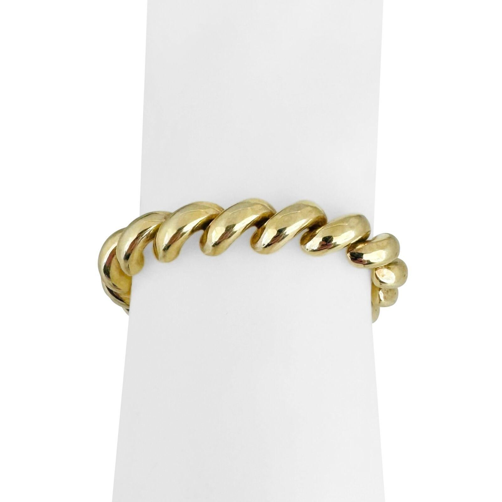 14 Karat Yellow Gold Ladies Polished San Marco Link Bracelet Italy  3