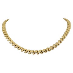 14 Karat Yellow Gold Ladies Polished San Marco Link Necklace Italy 