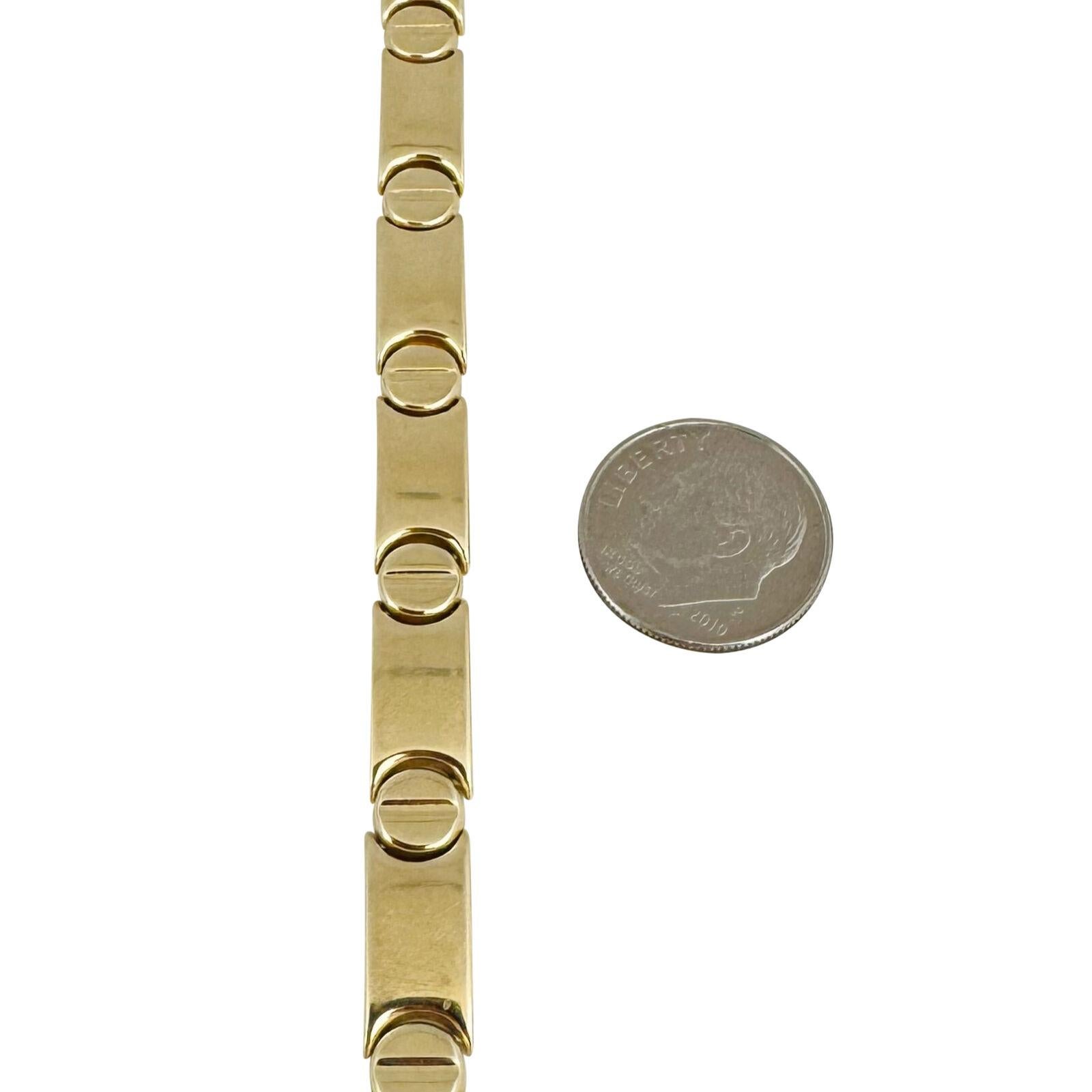14 Karat Gelbgold Damen Gliederarmband mit poliertem Schraubenmotiv, Italien 1
