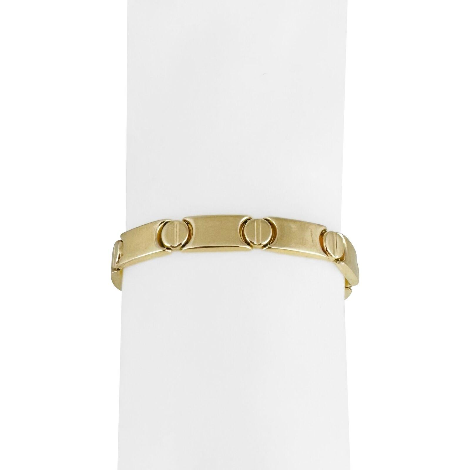 14 Karat Gelbgold Damen Gliederarmband mit poliertem Schraubenmotiv, Italien 5