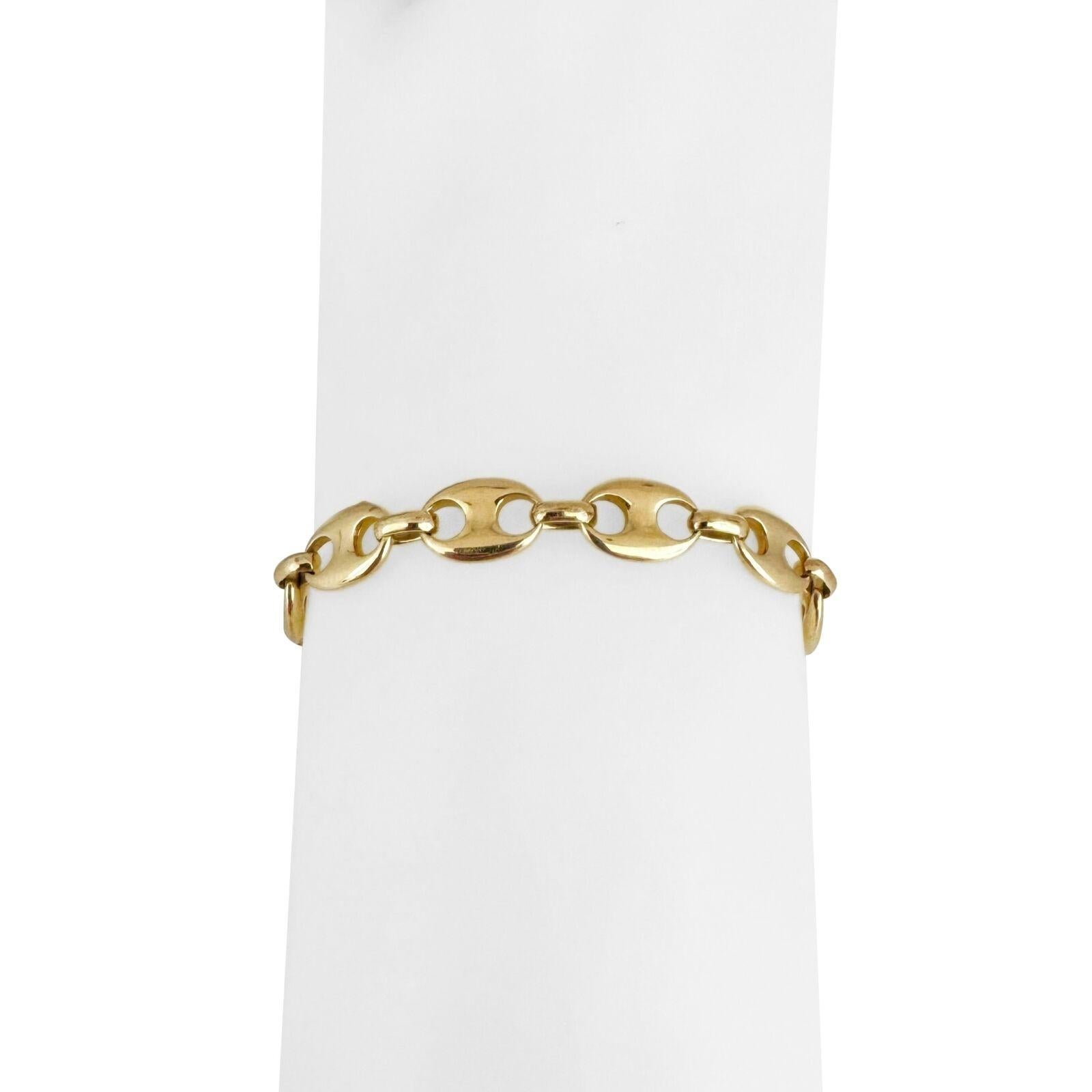 14 Karat Yellow Gold Ladies Puffy Gucci Link Bracelet Italy  For Sale 2