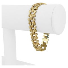 14 Karat Yellow Gold Ladies Retro Milor Fancy Link Bracelet Italy