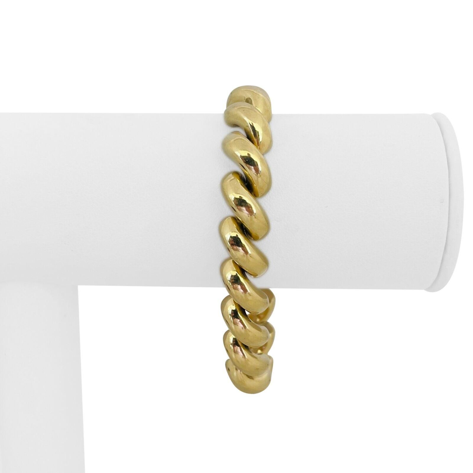 14k Gelbgold 21,7g Damen 10mm San Marco Link Armband Italien 7
