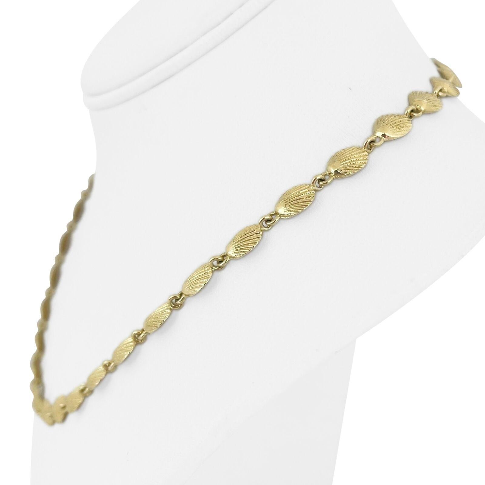 Collar de eslabones de concha de vieira de 7 mm, oro amarillo de 14k, 20,6 g, para mujer, 18