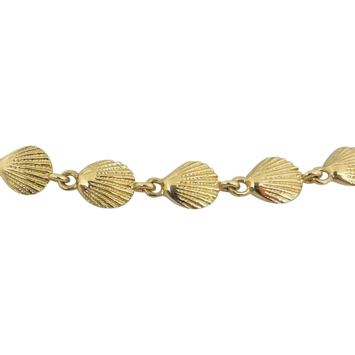 Collar de eslabones de concha de vieira para mujer en oro amarillo de 14 quilates en Bueno Estado en Guilford, CT