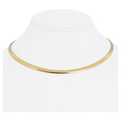 Collier à maillons Omega en or jaune 14 carats massif pour femmes, Italie