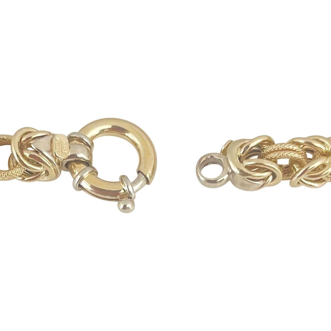 14 Karat Yellow Gold Ladies Squared Byzantine Link Bracelet Italy  For Sale 1