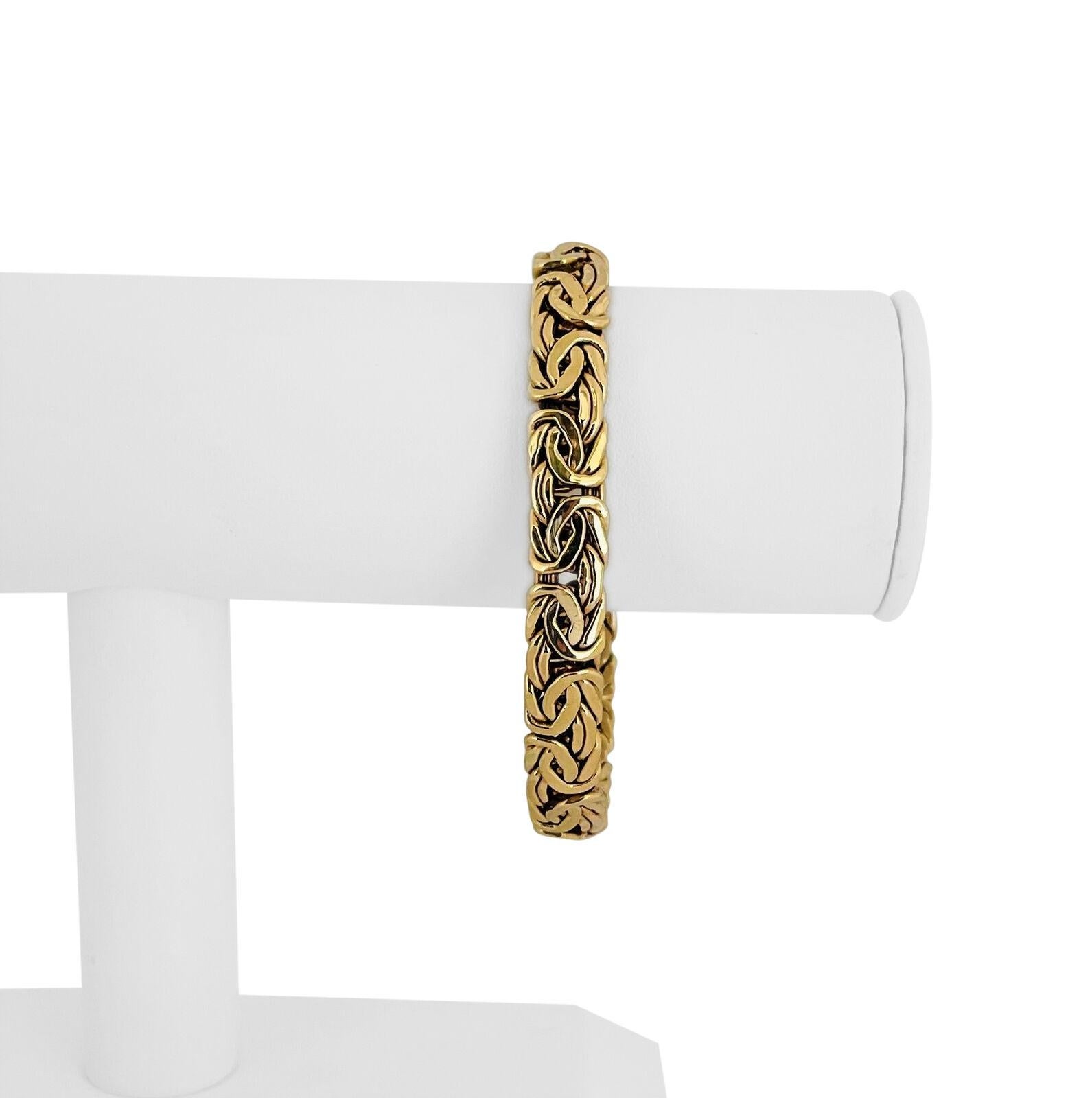 14k Yellow Gold 14.3g Ladies Thick 9mm Byzantine Link Bracelet Turkey 8